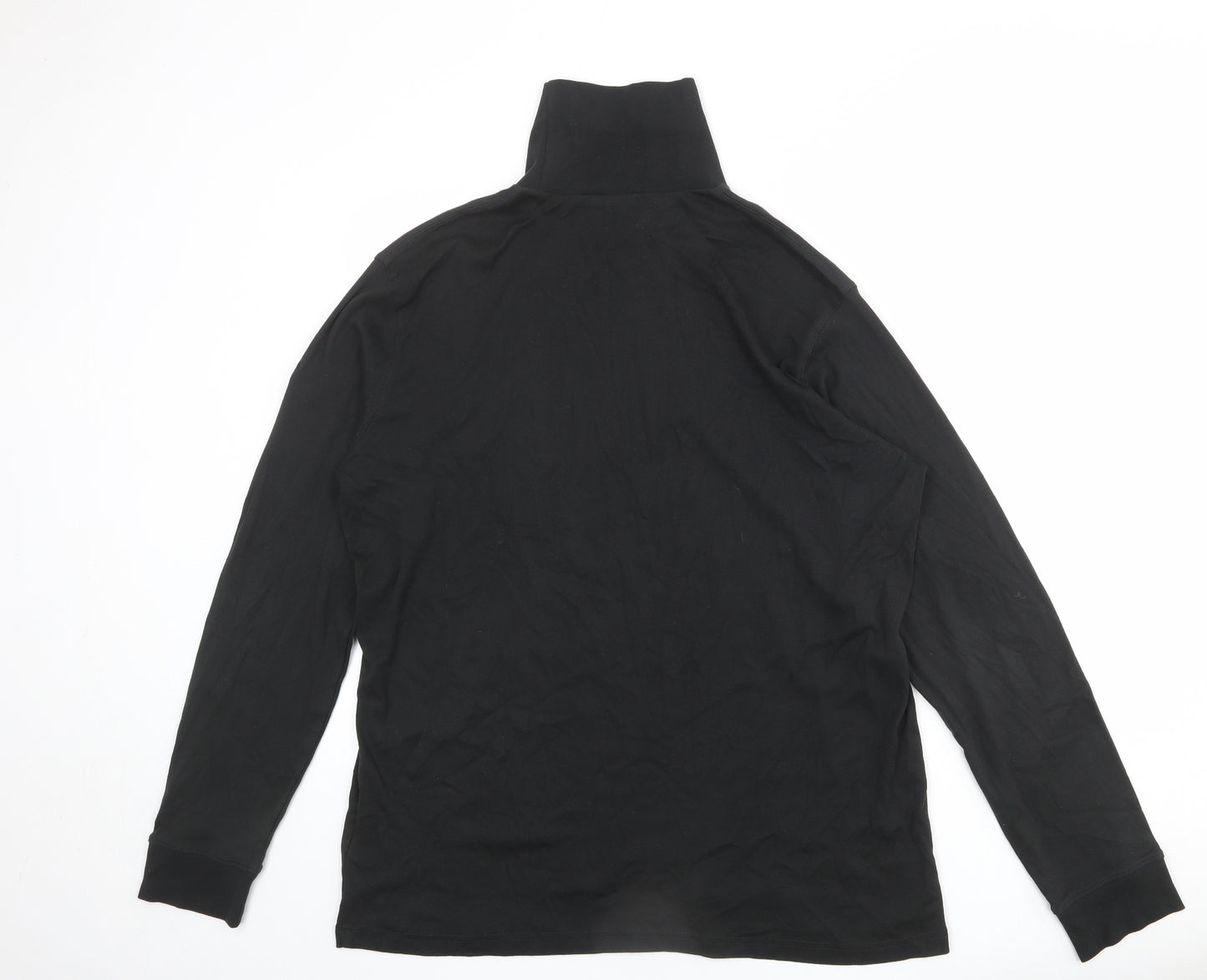 Cotton Traders Womens Black 100% Cotton Basic T-Shirt Size 3XL High Neck