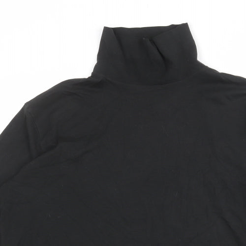 Cotton Traders Womens Black 100% Cotton Basic T-Shirt Size 3XL High Neck