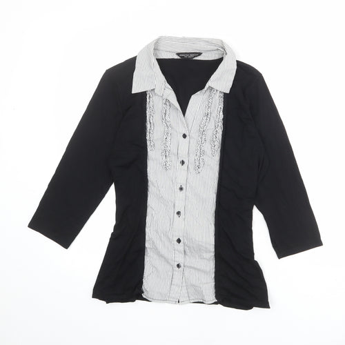 Dorothy Perkins Womens Black Viscose Basic Button-Up Size 14 Collared - Twin Set