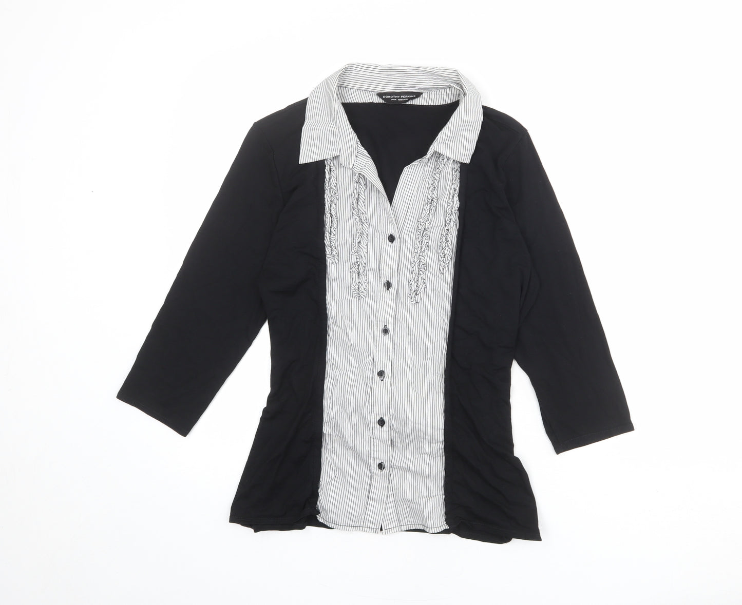 Dorothy Perkins Womens Black Viscose Basic Button-Up Size 14 Collared - Twin Set