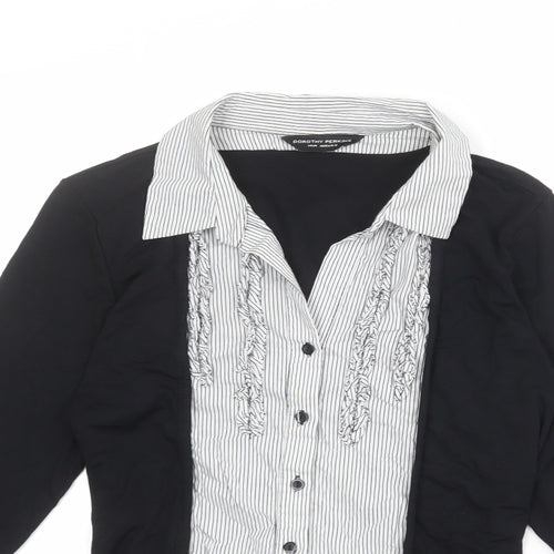 Dorothy Perkins Womens Black Viscose Basic Button-Up Size 14 Collared - Twin Set