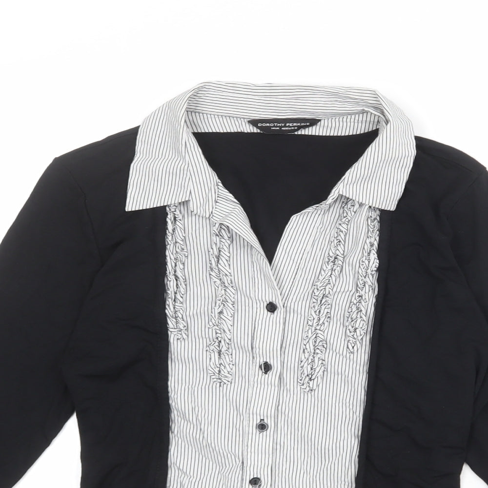 Dorothy Perkins Womens Black Viscose Basic Button-Up Size 14 Collared - Twin Set