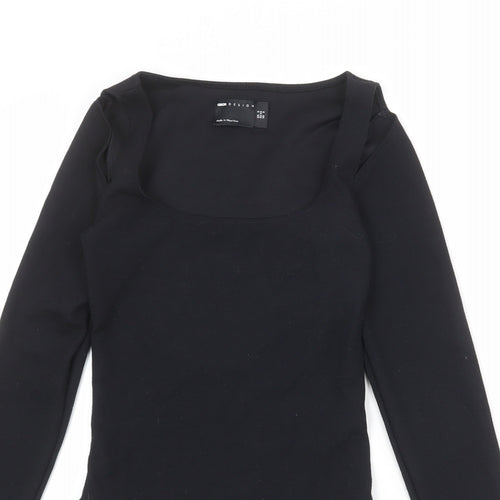 ASOS Womens Black Polyester Bodysuit One-Piece Size 6 Snap