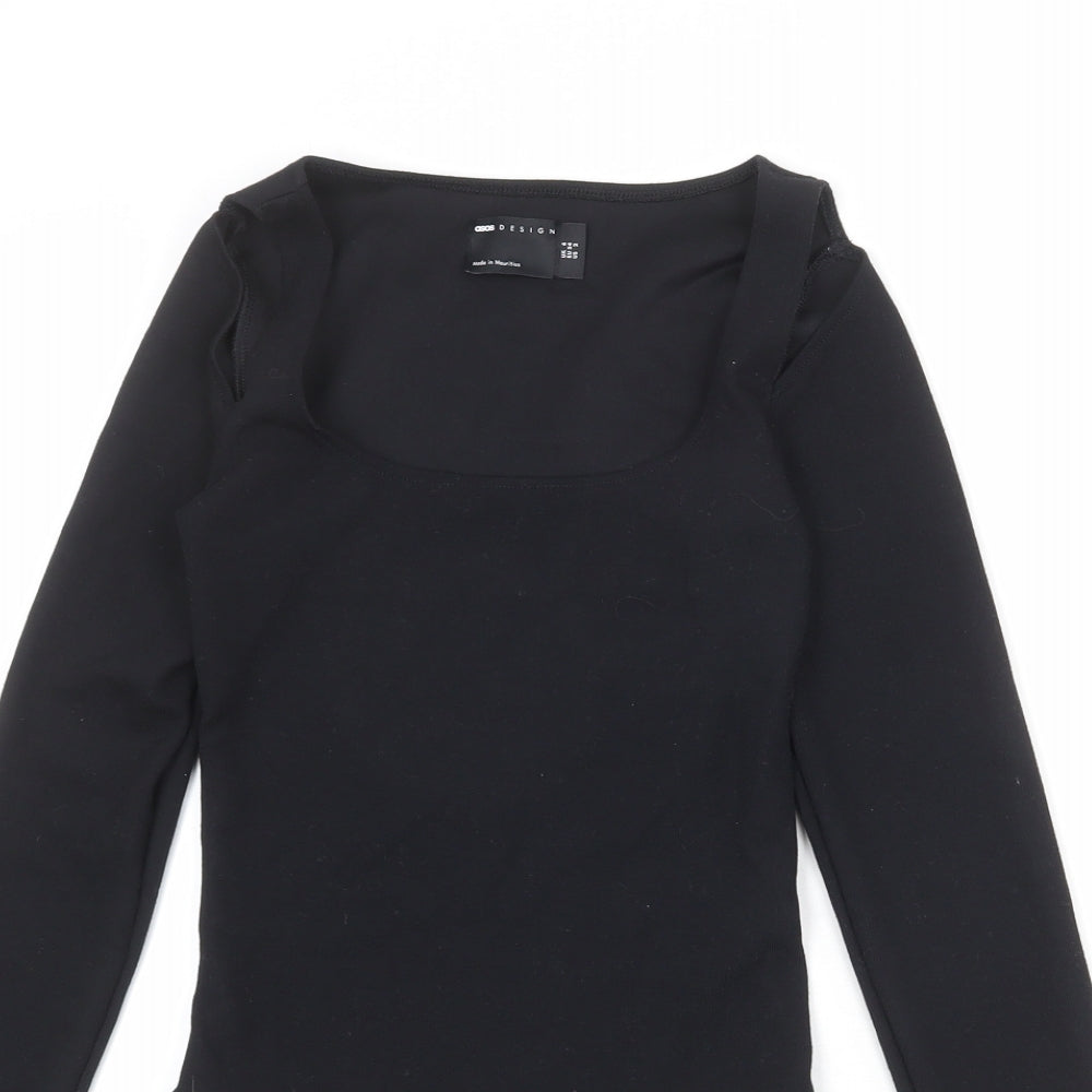 ASOS Womens Black Polyester Bodysuit One-Piece Size 6 Snap