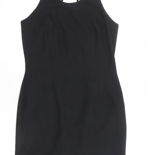 Richards Womens Black Polyester Shift Size 10 Round Neck Zip