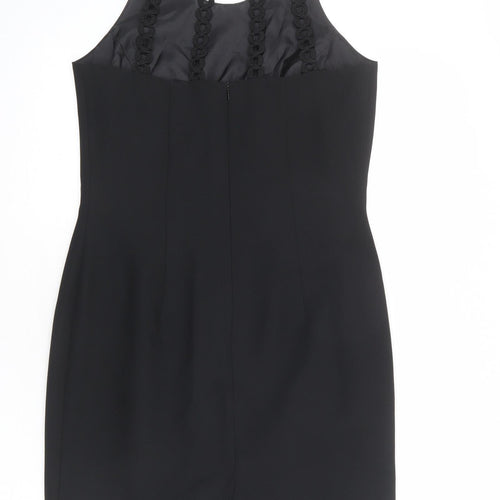 Richards Womens Black Polyester Shift Size 10 Round Neck Zip