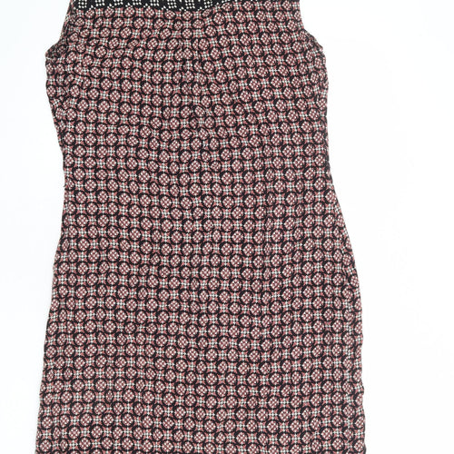 Per Una Womens Multicoloured Geometric Viscose A-Line Size 12 V-Neck Button