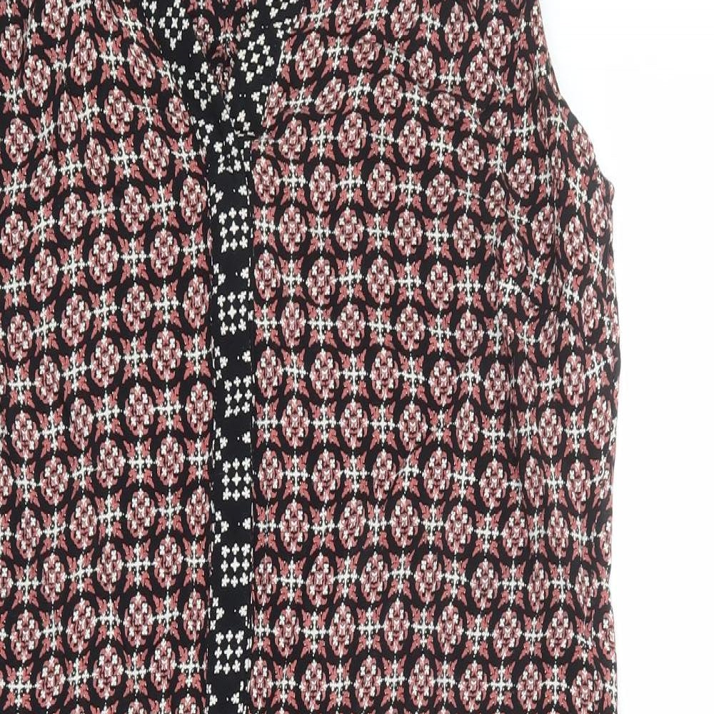 Per Una Womens Multicoloured Geometric Viscose A-Line Size 12 V-Neck Button