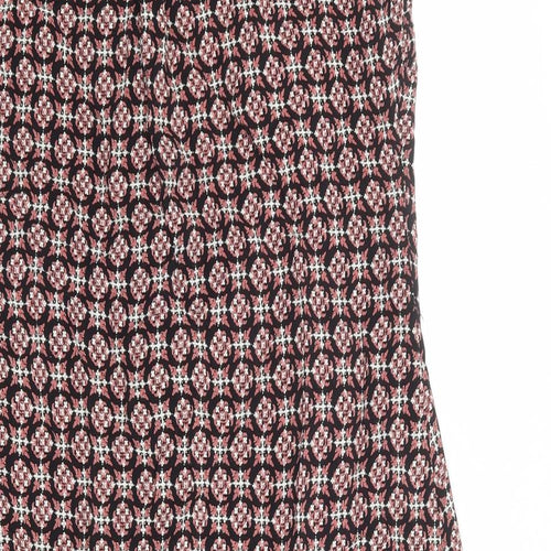 Per Una Womens Multicoloured Geometric Viscose A-Line Size 12 V-Neck Button