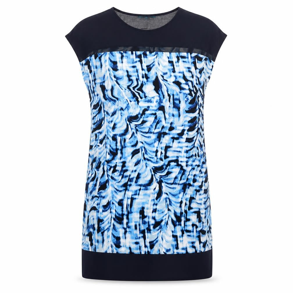 Next Womens Blue Geometric Polyester Shift Size 12 Round Neck Pullover