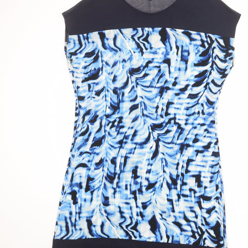 NEXT Womens Blue Geometric Polyester Shift Size 12 Round Neck Pullover