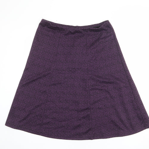Bonmarché Womens Purple Geometric Polyester A-Line Skirt Size 16