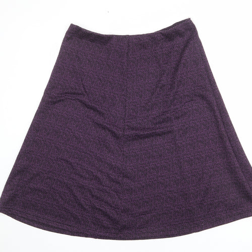 Bonmarché Womens Purple Geometric Polyester A-Line Skirt Size 16