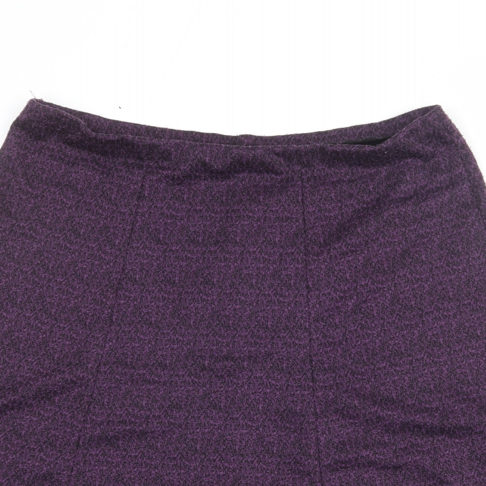 Bonmarché Womens Purple Geometric Polyester A-Line Skirt Size 16