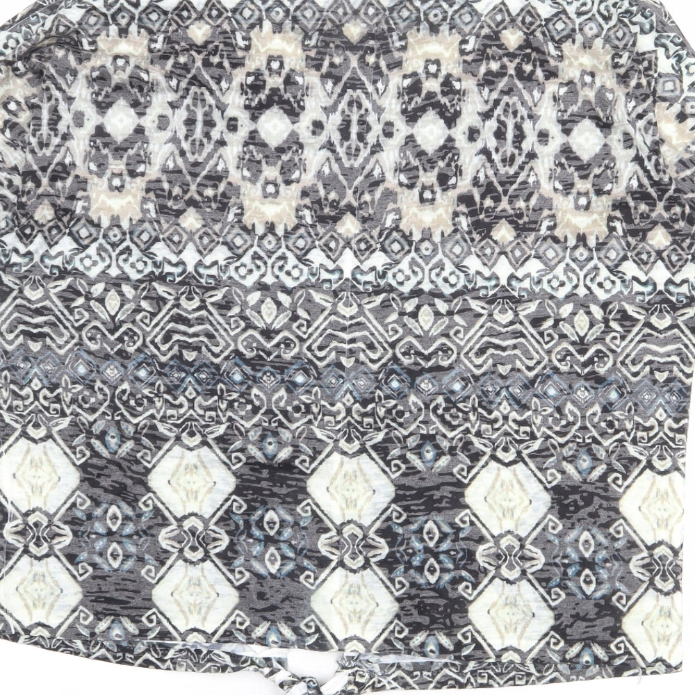 Just Elegance Womens Multicoloured Geometric Polyester Basic T-Shirt Size L Round Neck - Knot Front