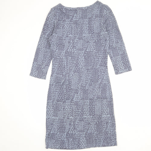 Per Una Womens Blue Geometric Polyester A-Line Size 8 Boat Neck Pullover