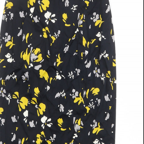 Great Plains Womens Black Geometric Cotton Straight & Pencil Skirt Size 8 Zip