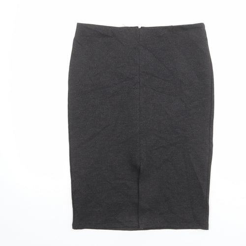 Mango Womens Grey Viscose Straight & Pencil Skirt Size M Zip