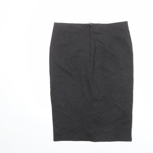 Mango Womens Grey Viscose Straight & Pencil Skirt Size M Zip