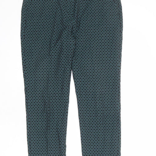 Marks and Spencer Womens Black Geometric Polyester Dress Pants Trousers Size 12 L24 in Regular Zip