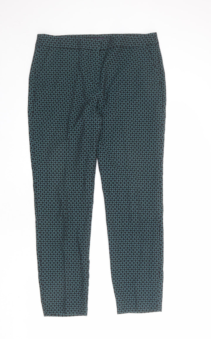 Marks and Spencer Womens Black Geometric Polyester Dress Pants Trousers Size 12 L24 in Regular Zip