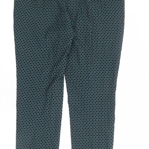 Marks and Spencer Womens Black Geometric Polyester Dress Pants Trousers Size 12 L24 in Regular Zip