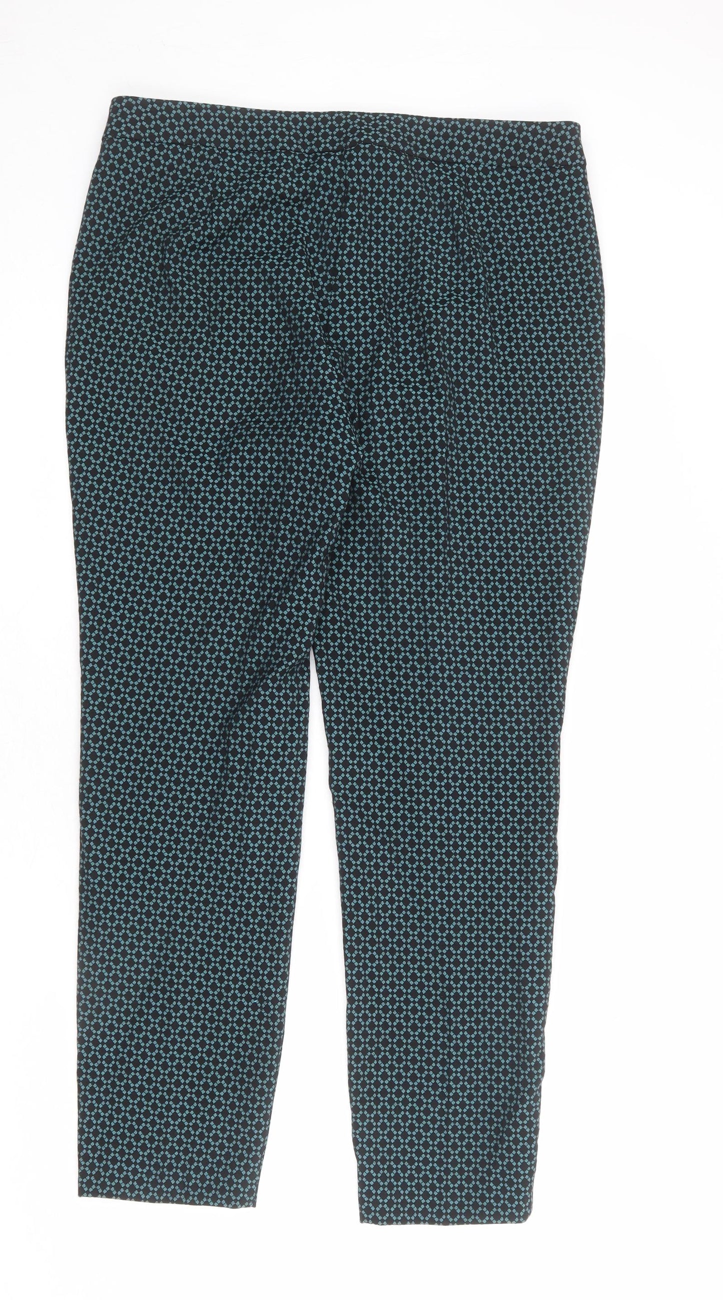 Marks and Spencer Womens Black Geometric Polyester Dress Pants Trousers Size 12 L24 in Regular Zip