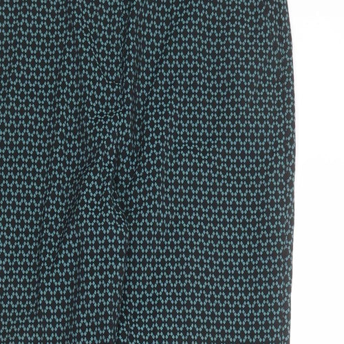 Marks and Spencer Womens Black Geometric Polyester Dress Pants Trousers Size 12 L24 in Regular Zip