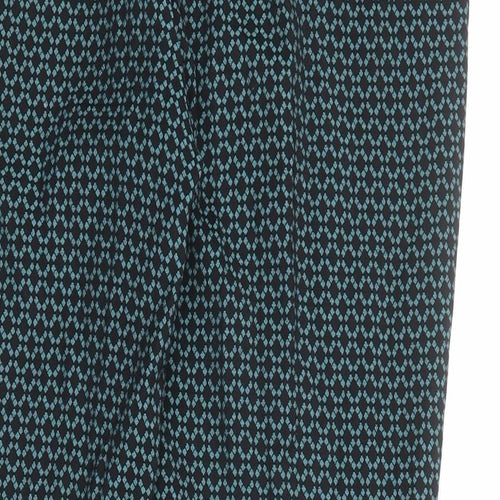 Marks and Spencer Womens Black Geometric Polyester Dress Pants Trousers Size 12 L24 in Regular Zip