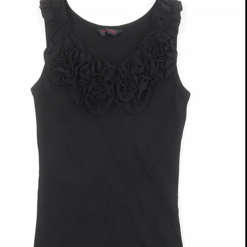 Miss Selfridge Womens Black Cotton Bodycon Size 8 Round Neck Pullover