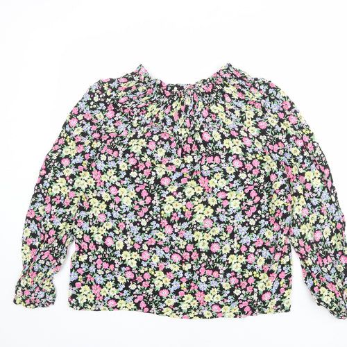 Marks and Spencer Womens Multicoloured Floral Viscose Basic Blouse Size 14 V-Neck