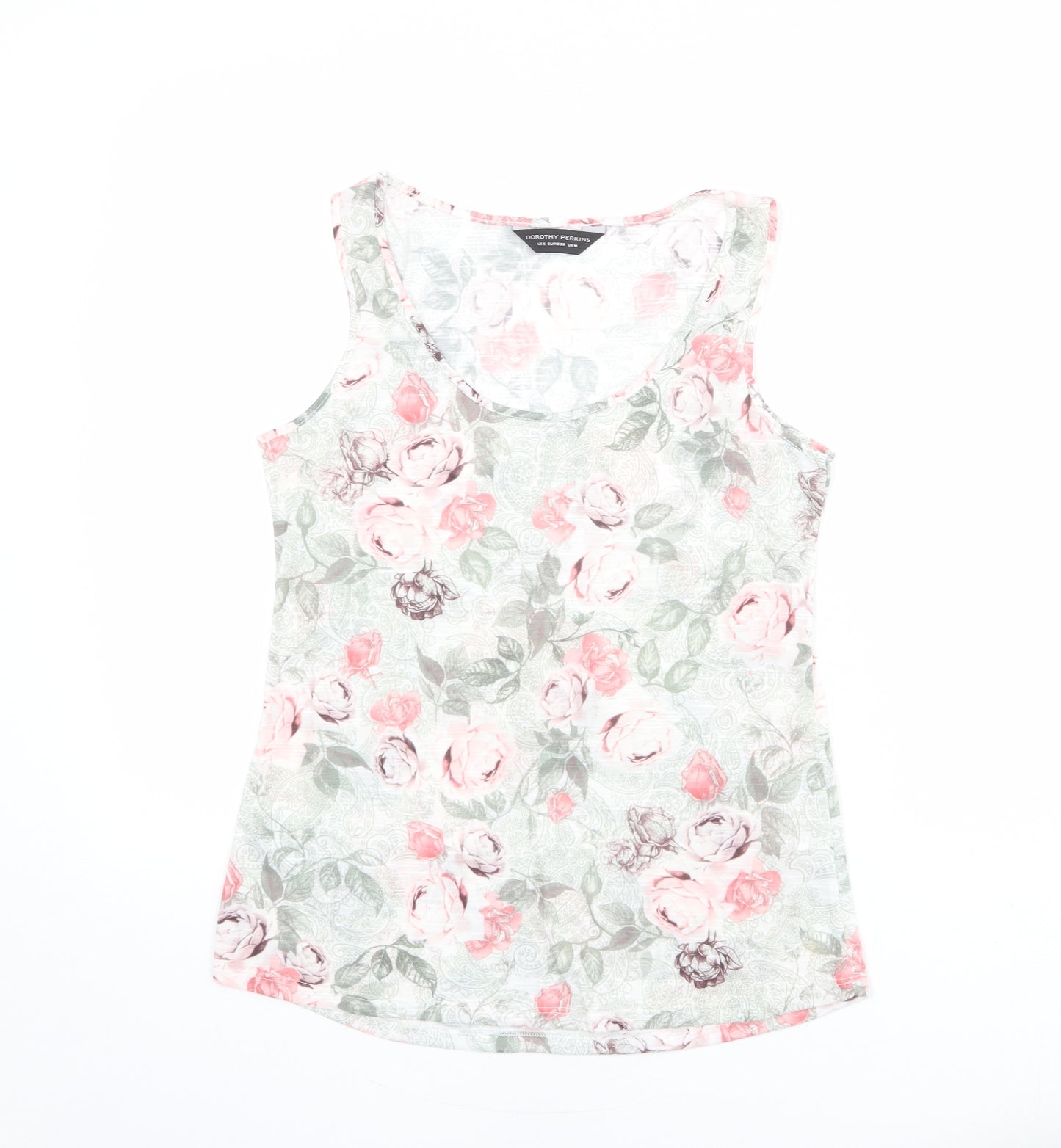 Dorothy Perkins Womens Multicoloured Floral Polyester Basic Tank Size 10 Round Neck