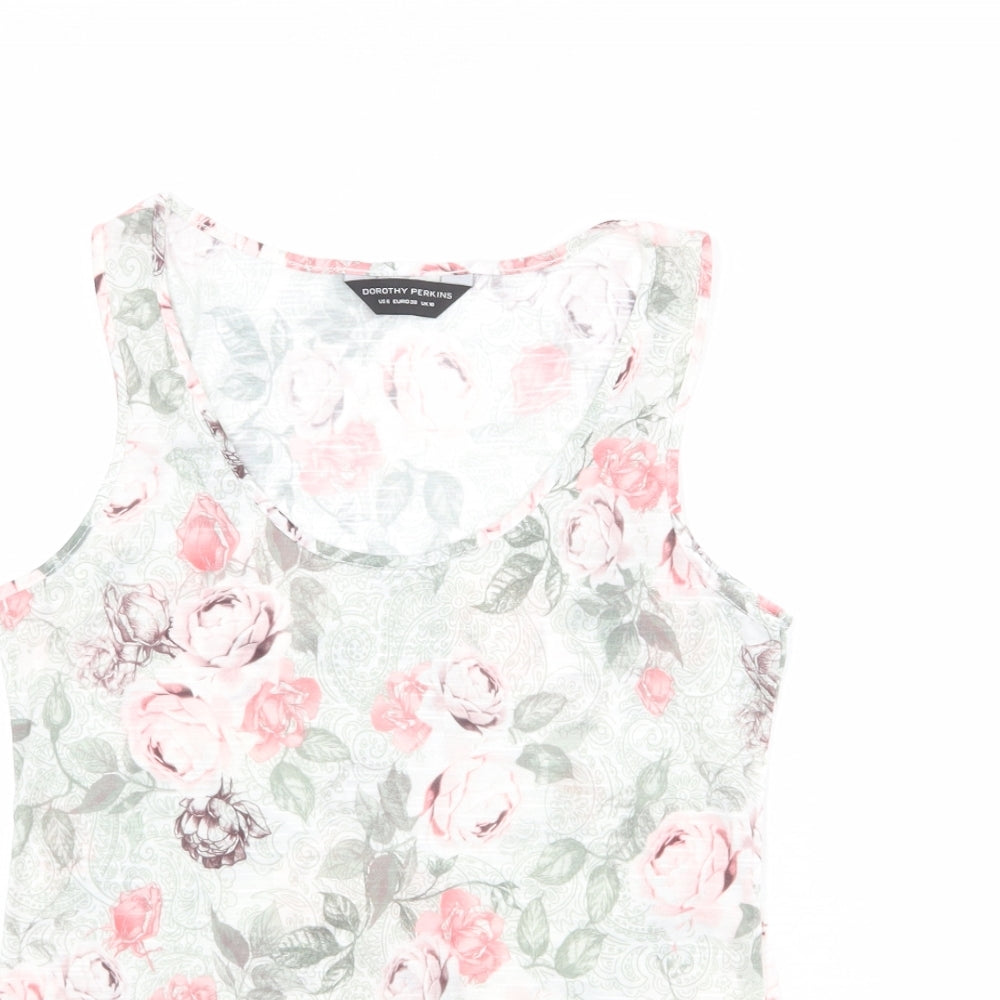 Dorothy Perkins Womens Multicoloured Floral Polyester Basic Tank Size 10 Round Neck
