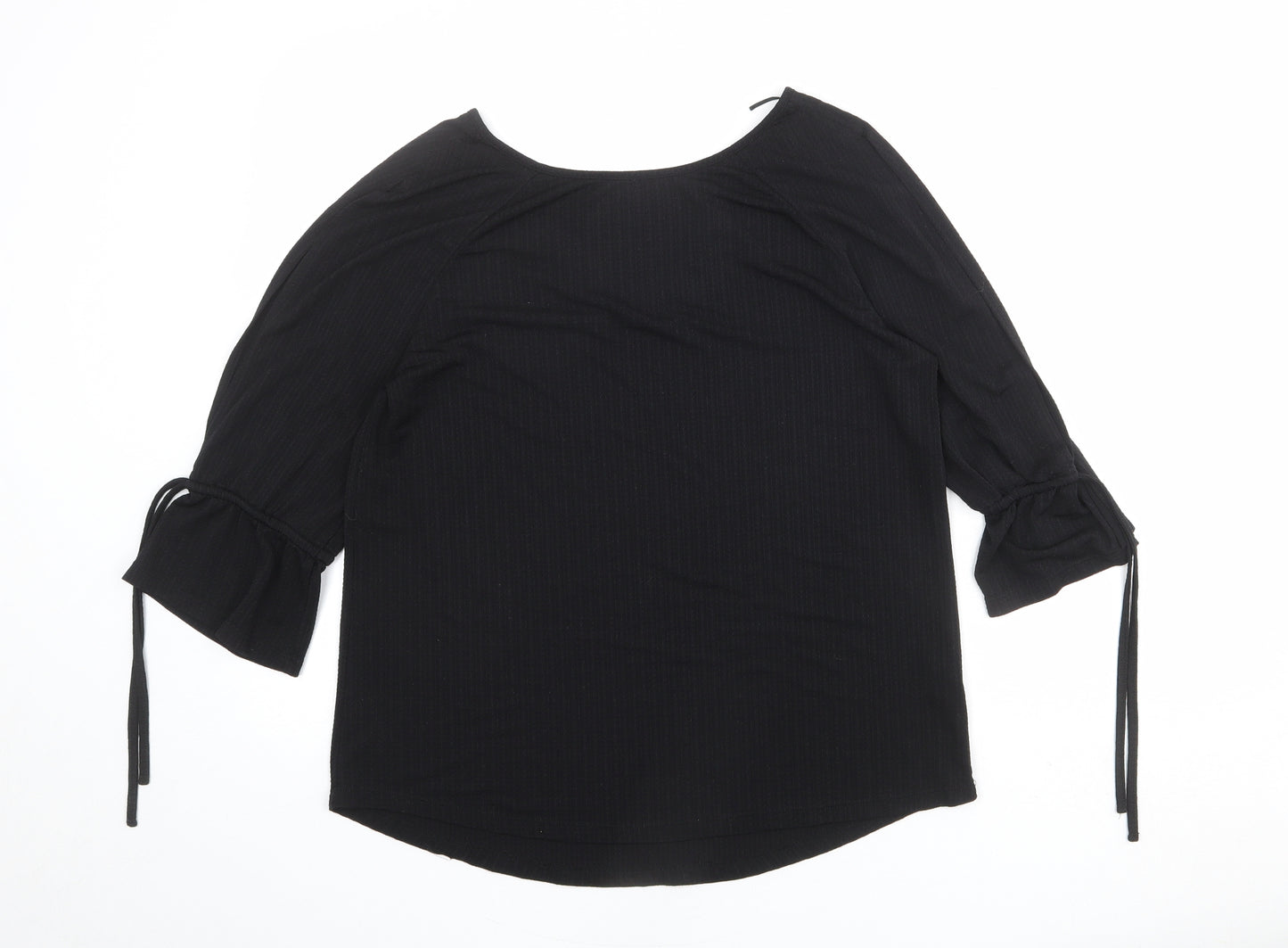 NEXT Womens Black Polyester Basic Blouse Size 14 Round Neck
