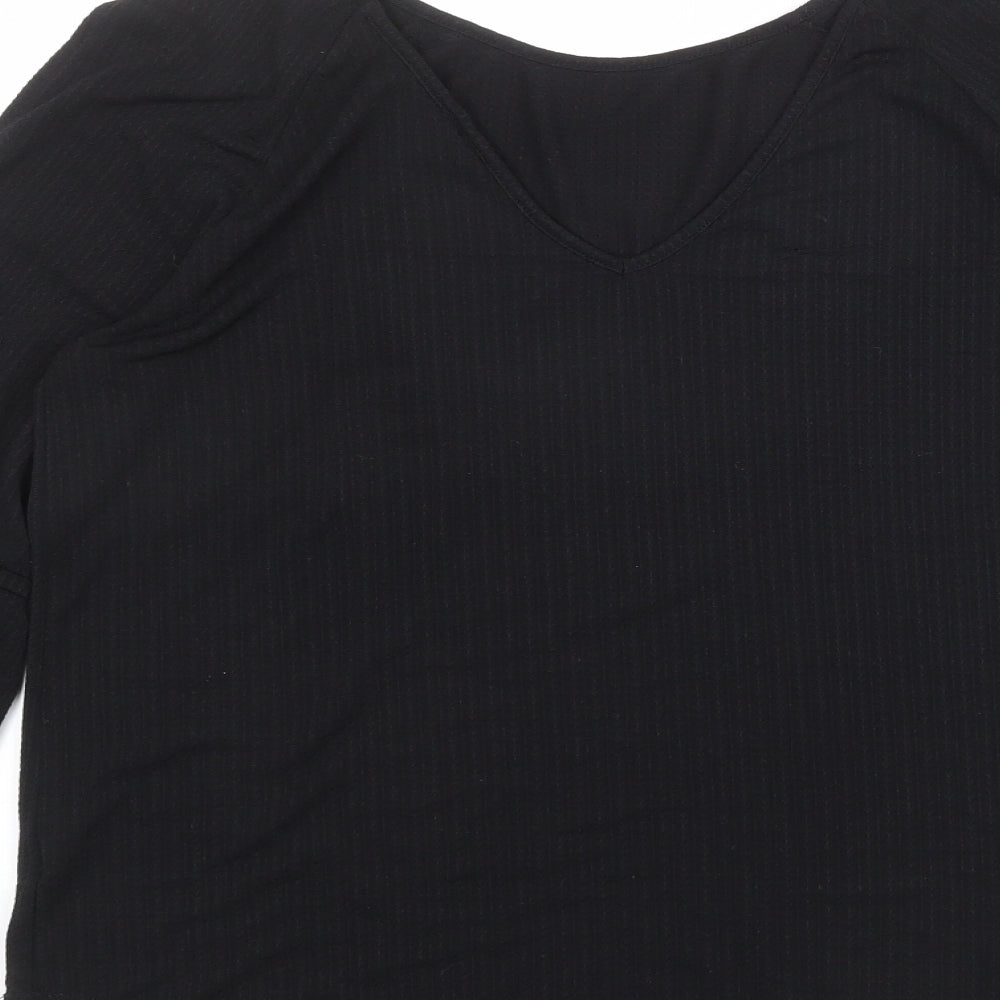 NEXT Womens Black Polyester Basic Blouse Size 14 Round Neck