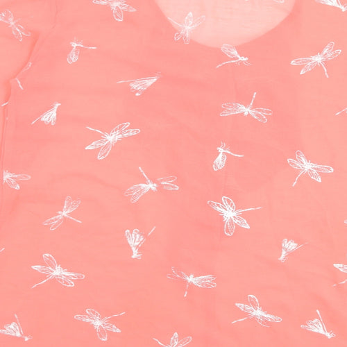 M&Co Womens Pink Geometric Polyester Basic Blouse Size 12 Round Neck - Dragonfly