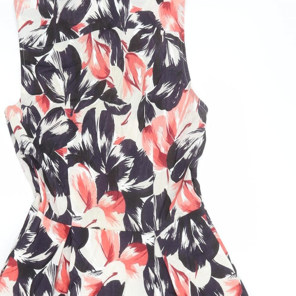 French Connection Womens Multicoloured Floral Viscose Shirt Dress Size 12 Collared Zip