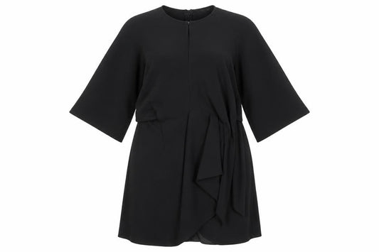 Front view of Topshop women’s black polyester a-line, size UK 10, round neck zip