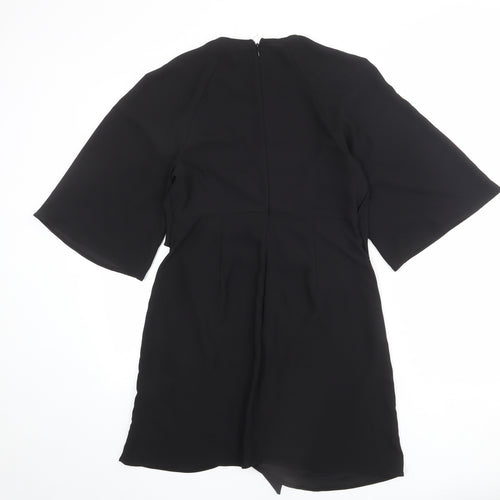 Topshop Womens Black Polyester A-Line Size 10 Round Neck Zip