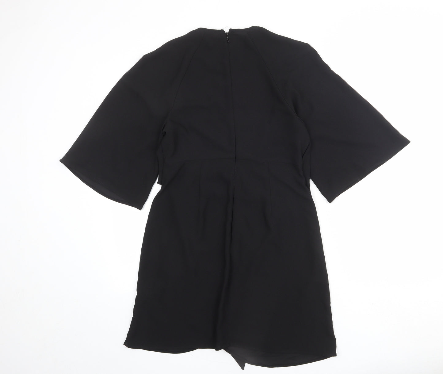 Topshop Womens Black Polyester A-Line Size 10 Round Neck Zip