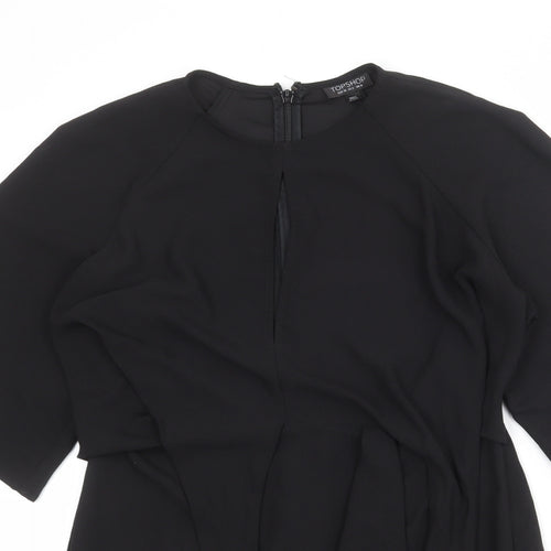 Topshop Womens Black Polyester A-Line Size 10 Round Neck Zip