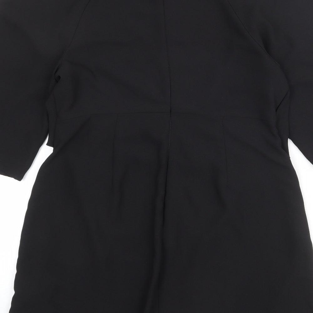 Topshop Womens Black Polyester A-Line Size 10 Round Neck Zip