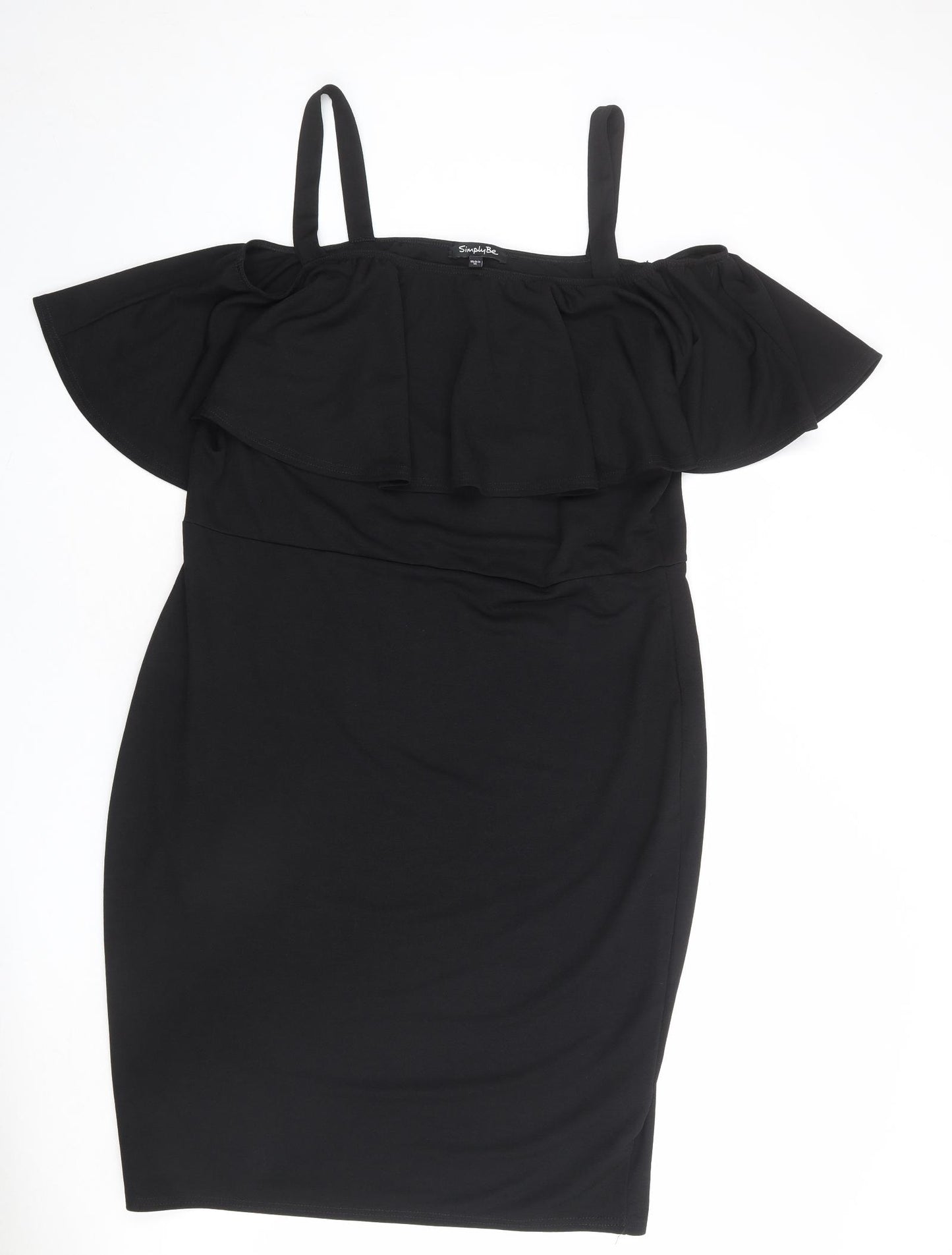 Simply Be Womens Black Polyester Bodycon Size 20 Square Neck Pullover - Cold shoulder