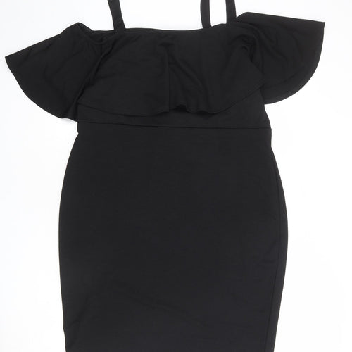 Simply Be Womens Black Polyester Bodycon Size 20 Square Neck Pullover - Cold shoulder