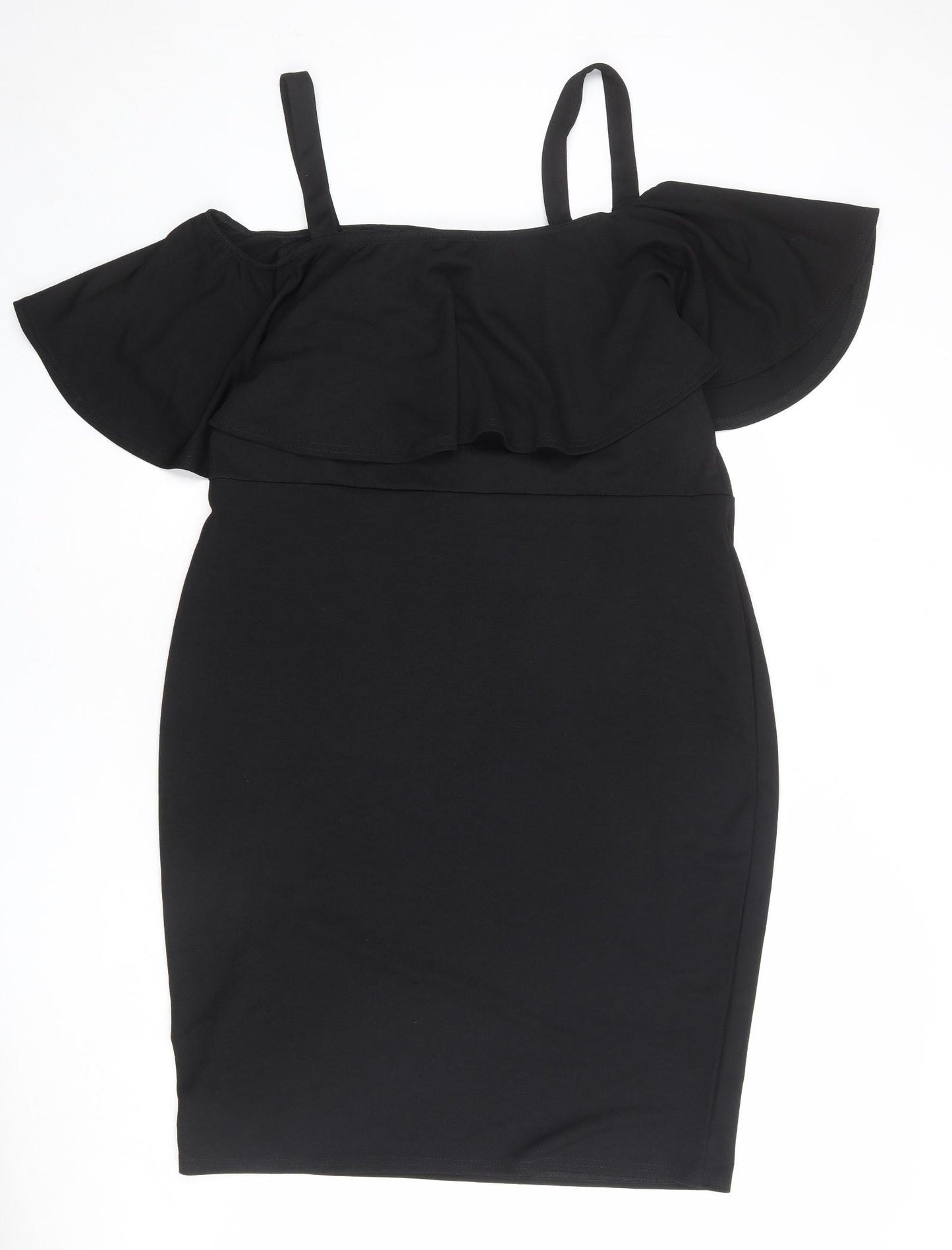 Simply Be Womens Black Polyester Bodycon Size 20 Square Neck Pullover - Cold shoulder