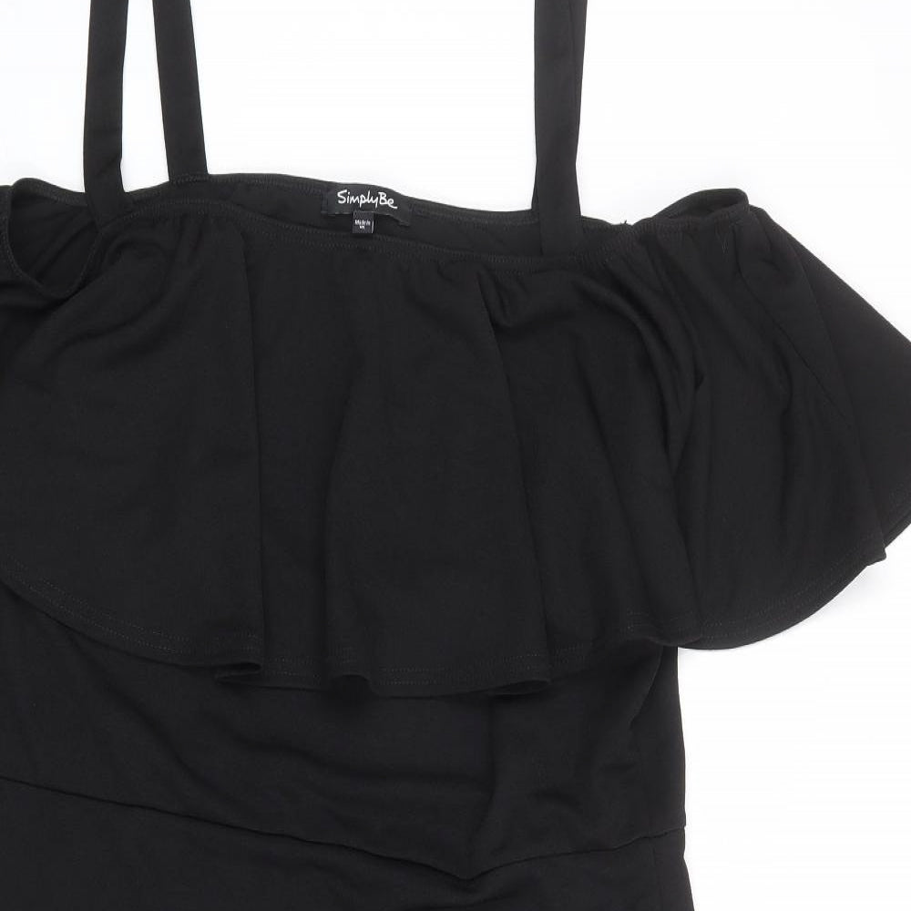 Simply Be Womens Black Polyester Bodycon Size 20 Square Neck Pullover - Cold shoulder