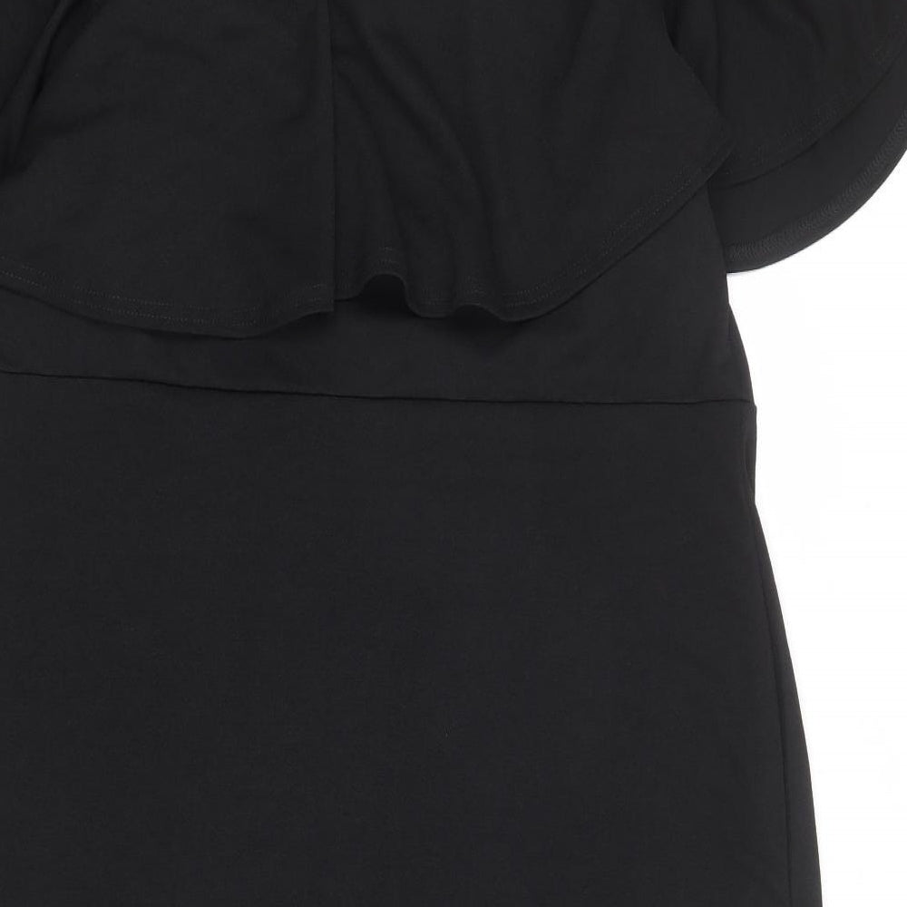 Simply Be Womens Black Polyester Bodycon Size 20 Square Neck Pullover - Cold shoulder