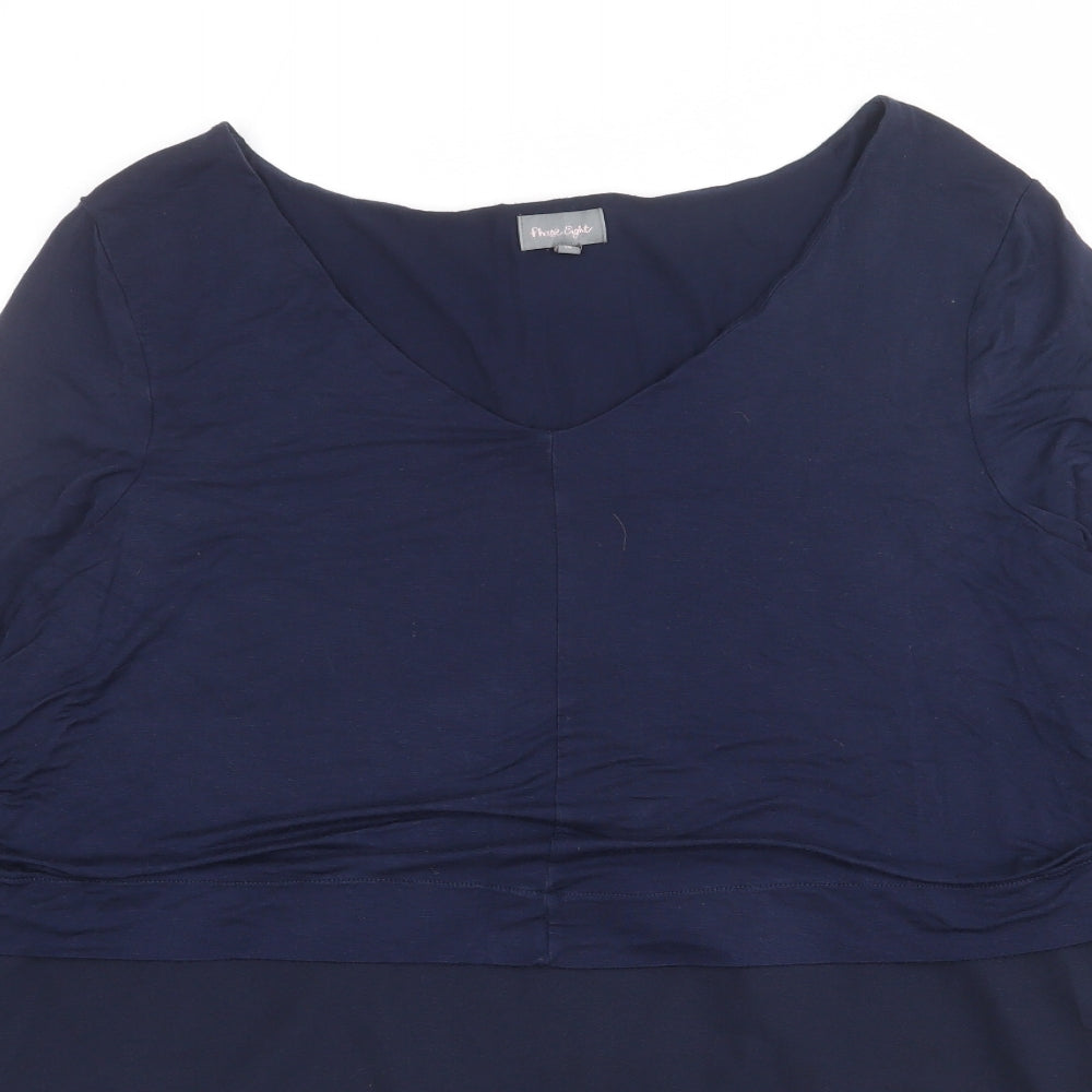 Phase Eight Womens Blue Polyester Basic Blouse Size 18 V-Neck