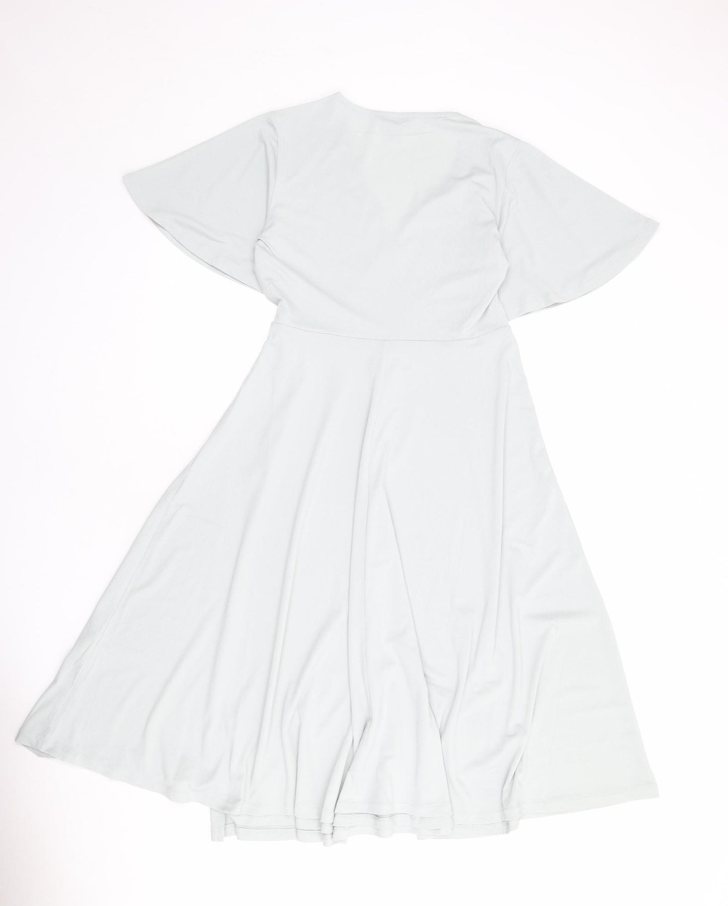 H&M Womens Blue Polyester Wrap Dress Size S V-Neck Tie - Butterfly Sleeves