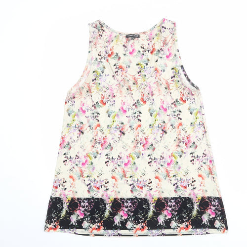 Warehouse Womens Multicoloured Geometric Polyester Basic Tank Size 12 Scoop Neck